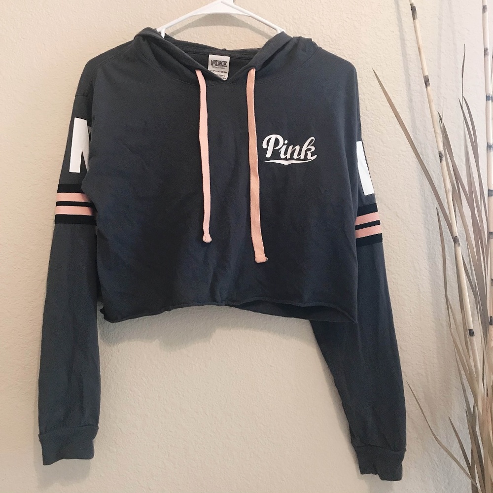 PINK Victoria's Secret Crop Top With Hood sz XS